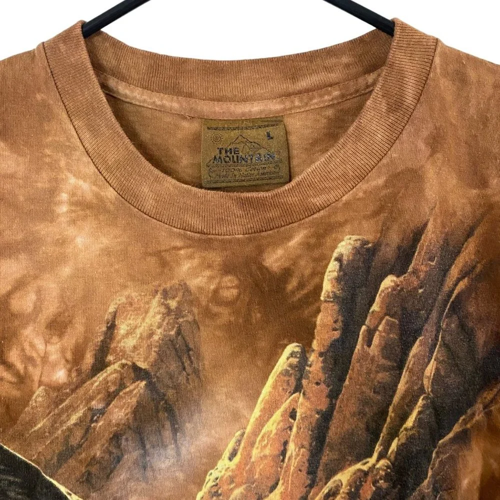 Vintage 1997 The Mountain Bald Eagle Graphic Shirt Men's Large Brown Tye-Die Tee - Picture 5 of 12